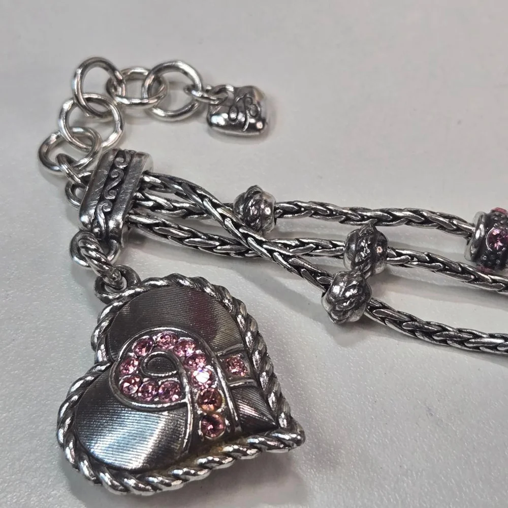 Brighton Bracelet Power of Pink Silver Pink Crystal Love Heart Breast Cancer